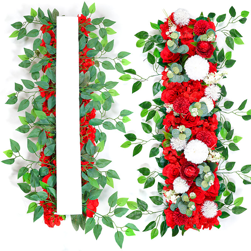 100cm Luxury White Rose Artificial Flower Row Wedding Table Centerpiece