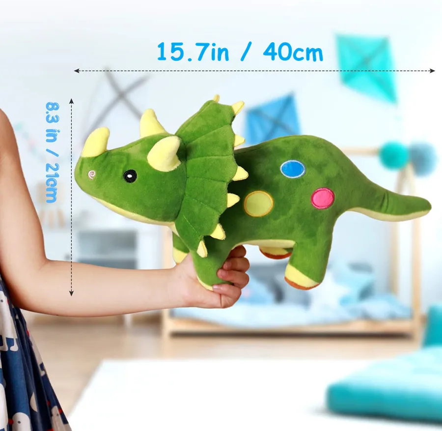 Dinosaur Plush Toy 40cm Stuffed Animal Triceratops Throw Plushie Pillow