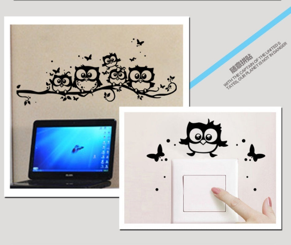 Owls Wall Sticker Tree Animals Bedroom Owl Butterfly Wall