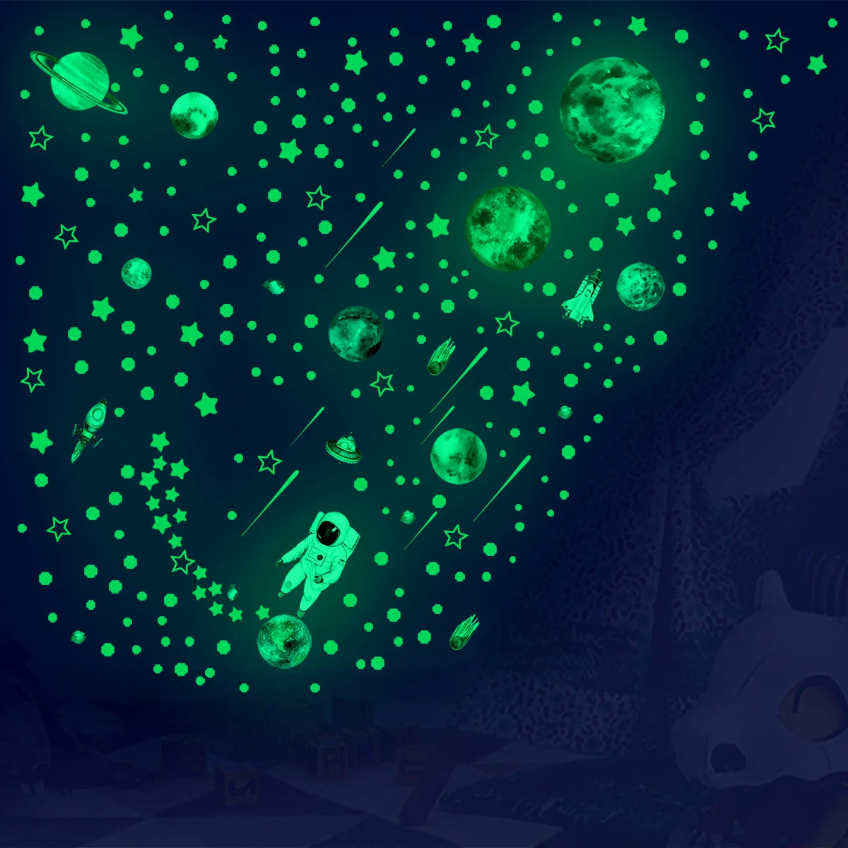 49Pcs Glow in The Dark Stars Wall Stickers Glowing Stars