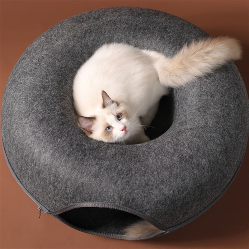 Donut Cat Bed Pet Cat Tunnel Interactive Game Toy Cat Bed