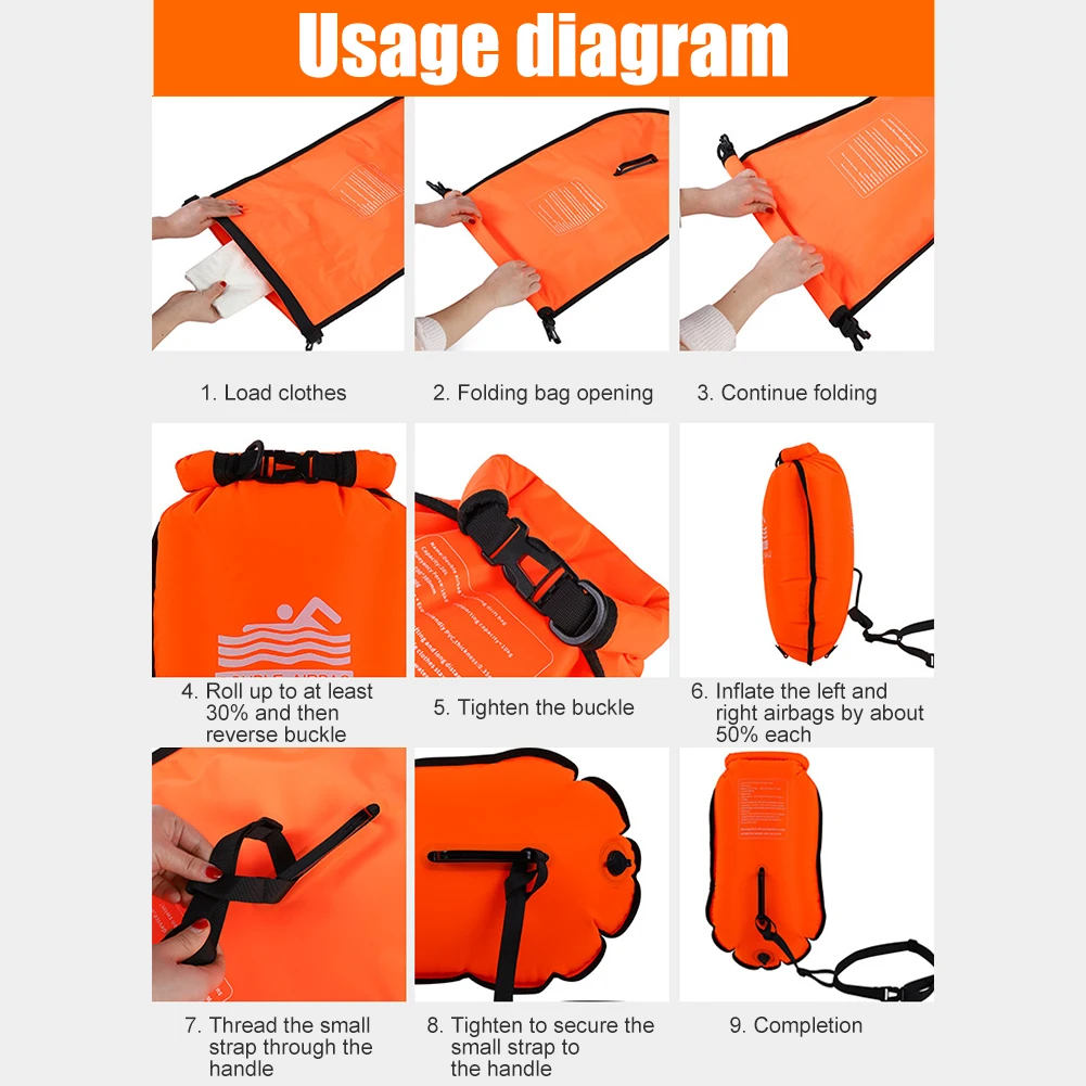 Inflatable Open Swimming Buoy Tow Float Dry Bag