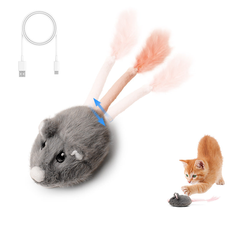 Rechargeable Motion Mouse Cat Toy for Kitten Mouse Sound Moving Mouse