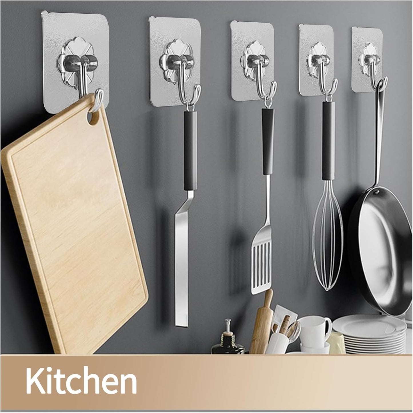 5Pcs Transparent Strong Self Adhesive Hooks