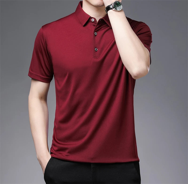 2024 Men's New Solid Color Business Casual POLO Shirt Summer