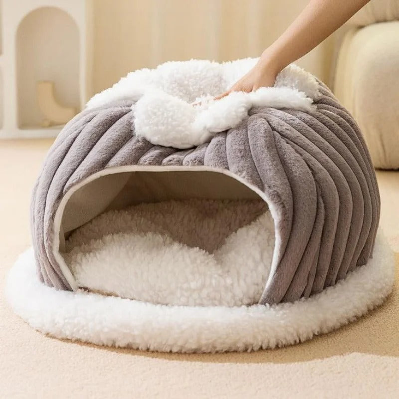 Winter Cozy Pet House Dogs Soft Nest Kennel Sleeping Cave