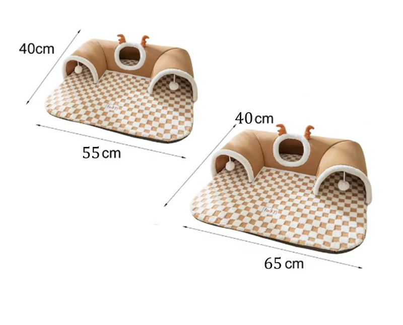 Warm Pet House Cat Tunnel Bed with Peekaboo Plush Ballet