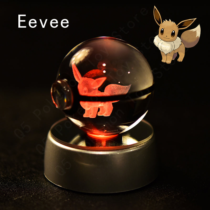 Pokémon 3D Crystal Ball Pikachu Ginger Mew Metso Figurines Lamp