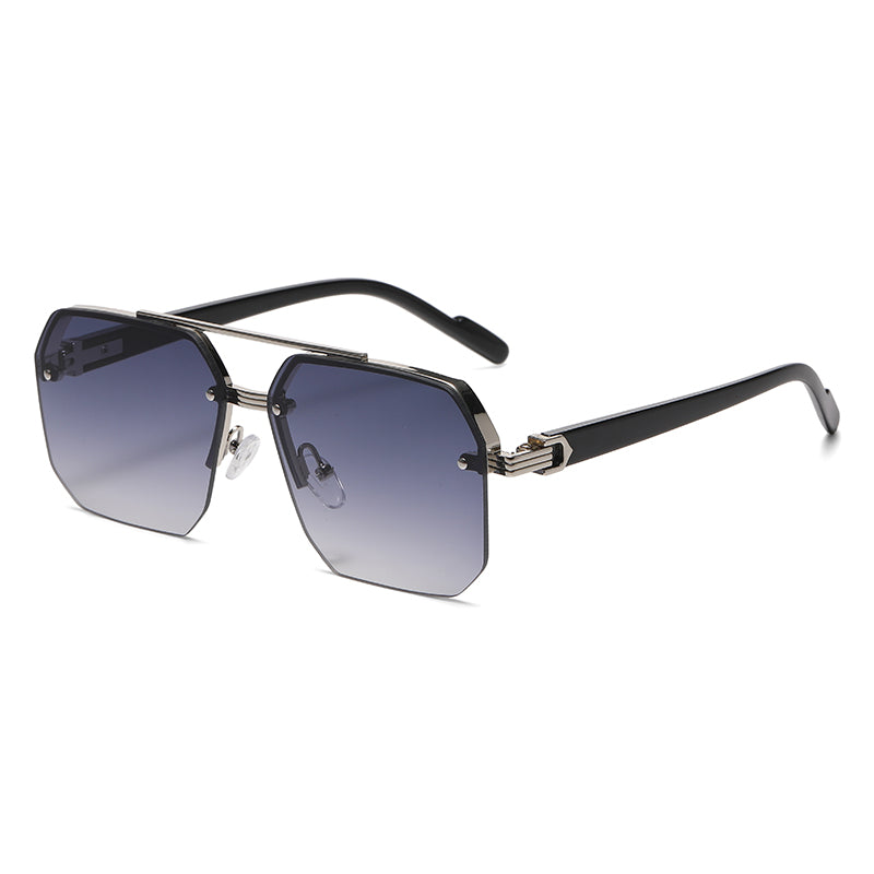 Men's Metal Sunglasses Square Half Frame Rice