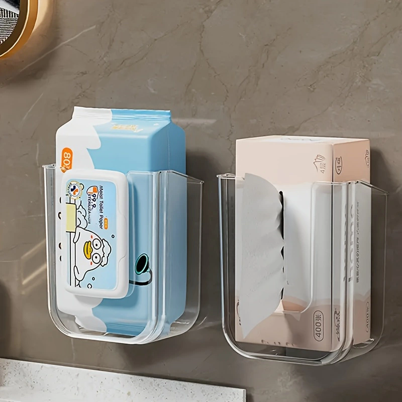 Bathroom Non Perforated Wall Mounted Wet Tissue Storage Box with Large Opening