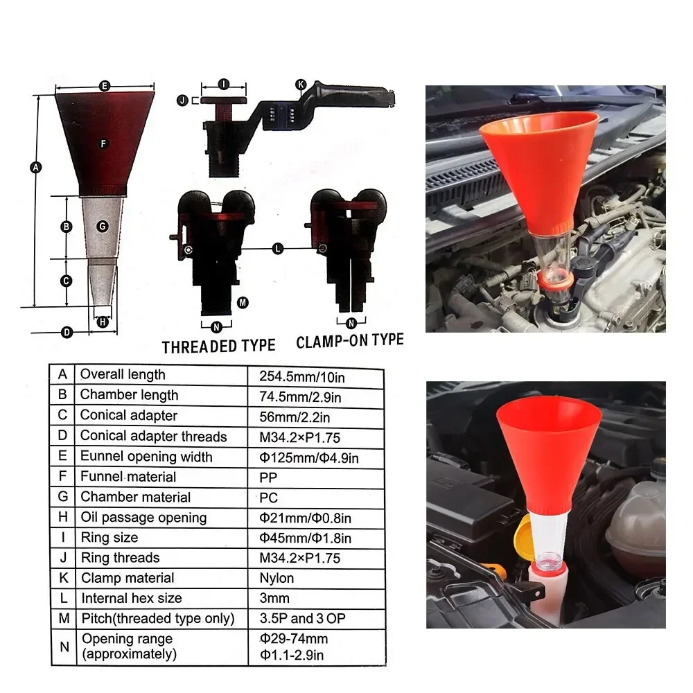 Universal Car Engine Oil Funnel Set
