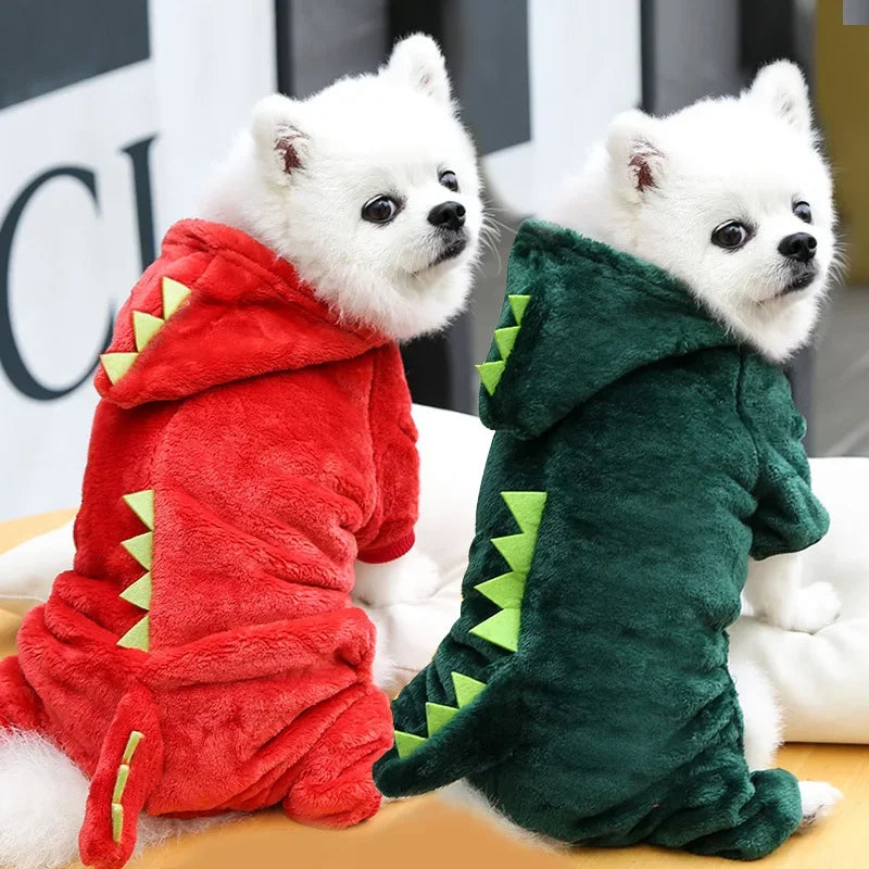 Dinosaur Dog Clothes Fleece Pet Jumpsuits Winter Warm Dog Coat