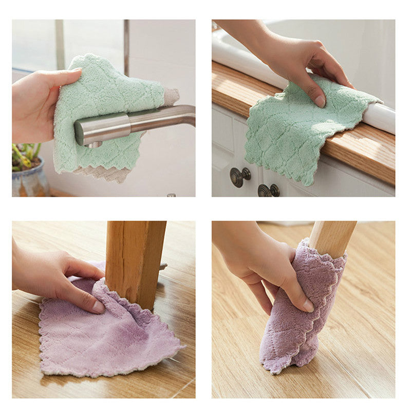 5-10Pcs Absorbent Kitchen Towels Soft Microfiber Cleaning Cloths