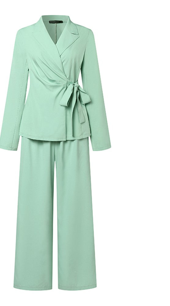 Fashion OL Tracksuits 2PCS Long Sleeve Lapel Neck Blazer