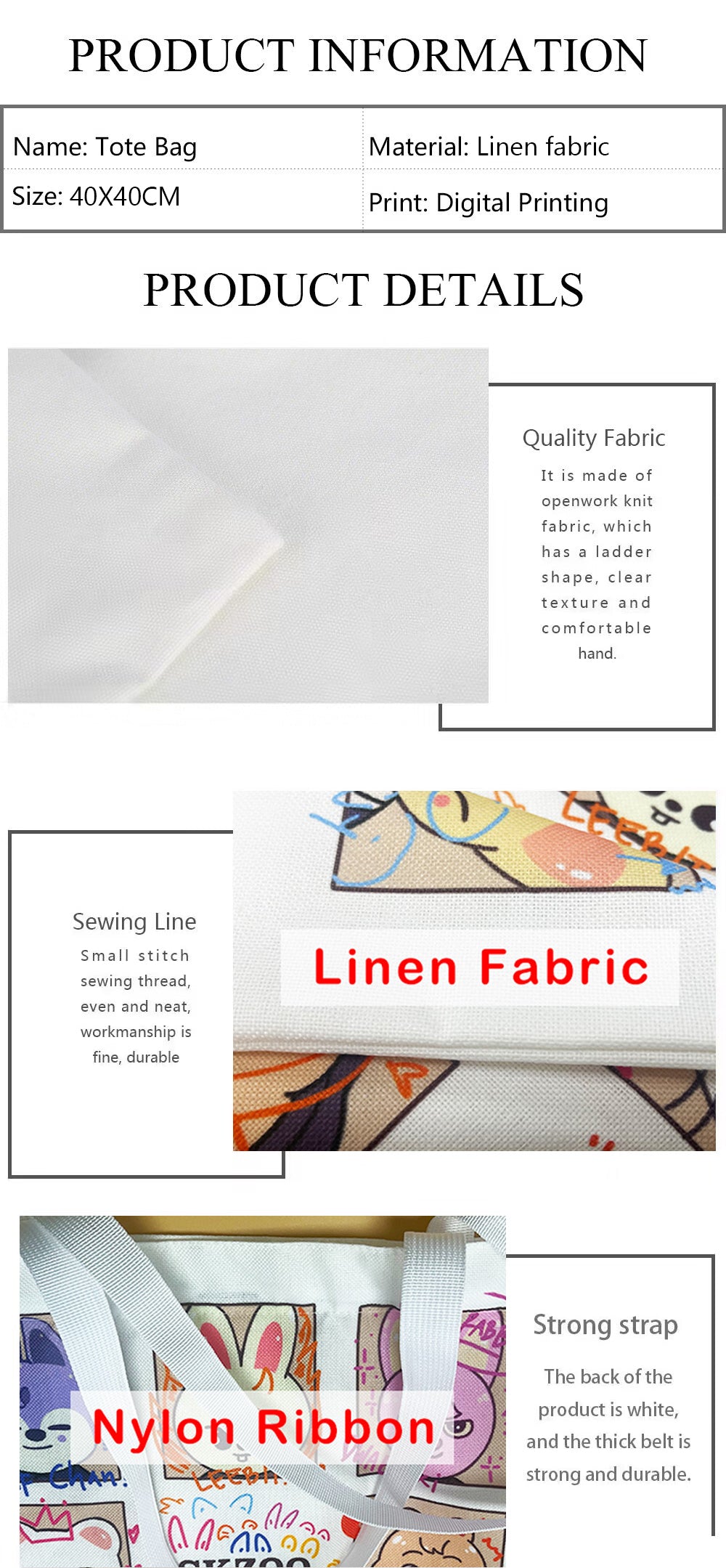 Floral Cat Pattern Tote Bag