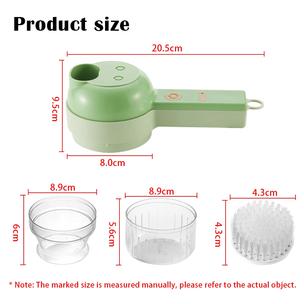 4In1 Electric Vegetable Cutter Set Handheld Wireless