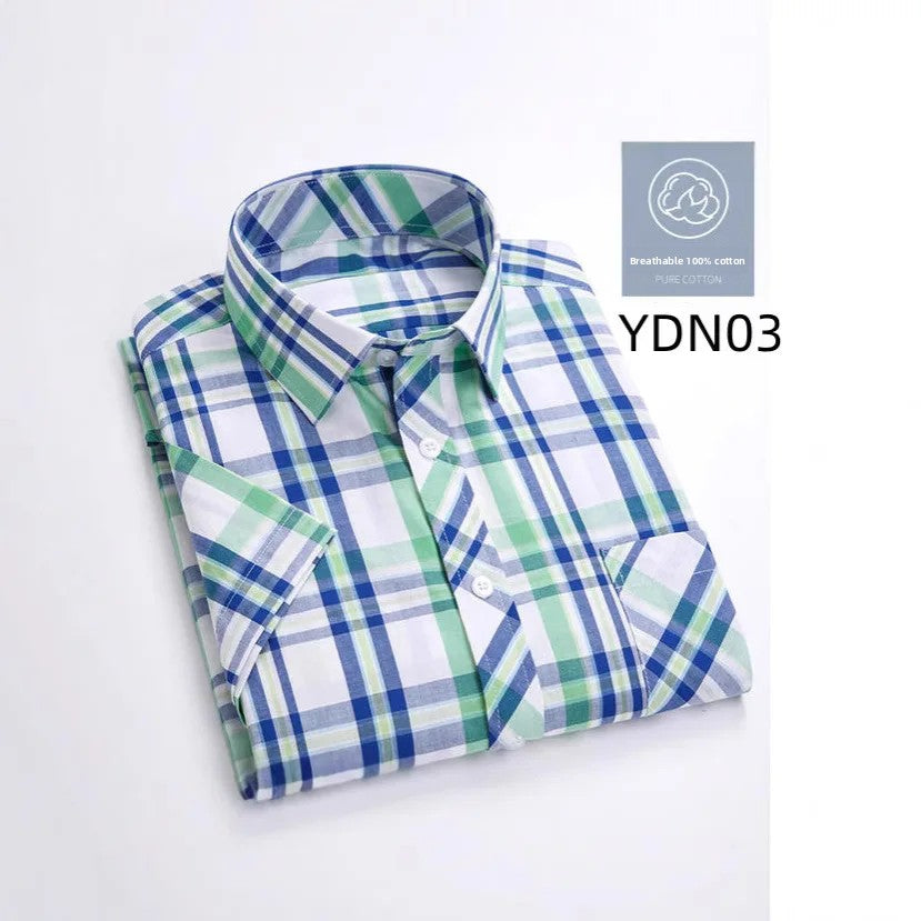 Men's Summer Thin Pure Cotton Short Sleeve Casual Shirt Fashion