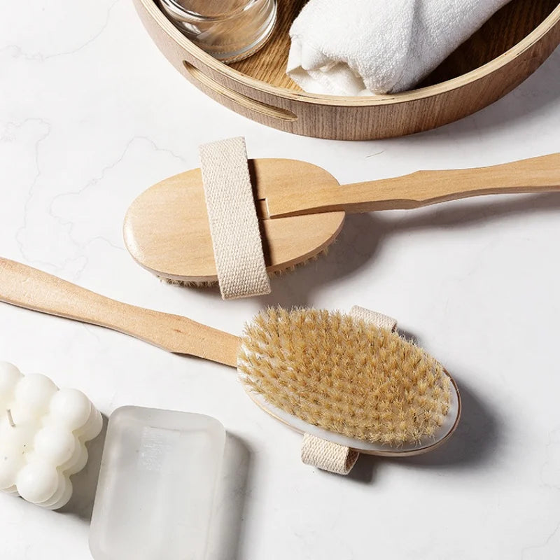 Wooden Detachable Long Handle Shower Body Brush