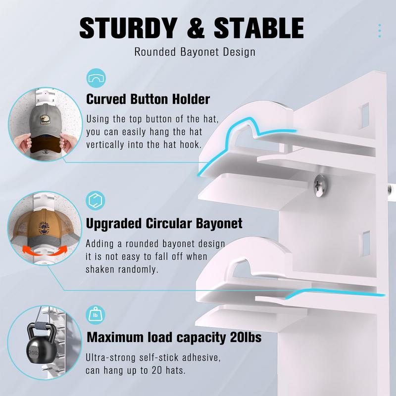 10Grids Wall Mounted Cap Rack Hat Holder Baseball Cap Towel Rack Holder