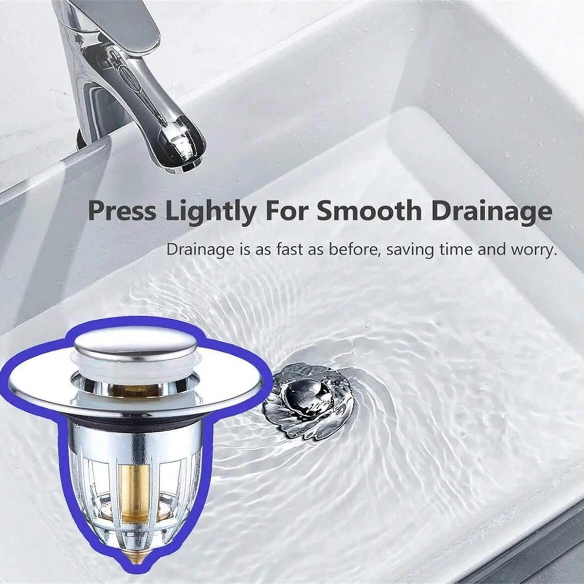Universal Rebound Drain Plug Filter Basin Pop-up