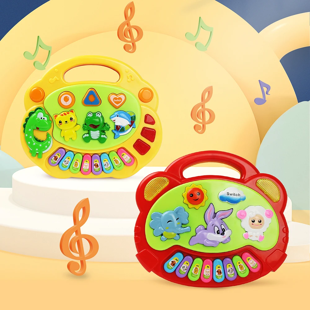 Kids Cartoon Piano Keyboard Game with Animal Sounds Flashing Light