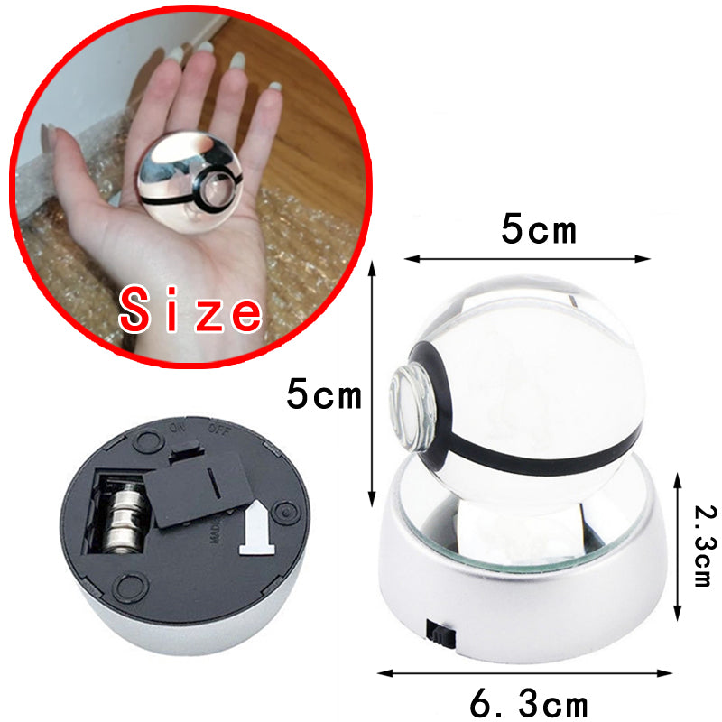 Pokémon 3D Crystal Ball Pikachu Ginger Mew Metso Figurines Lamp