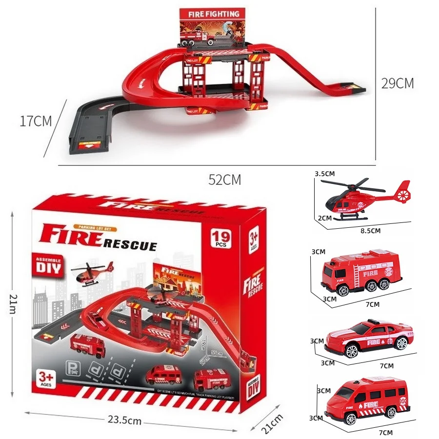 Track Parking Lot Toys Car Fire Truck