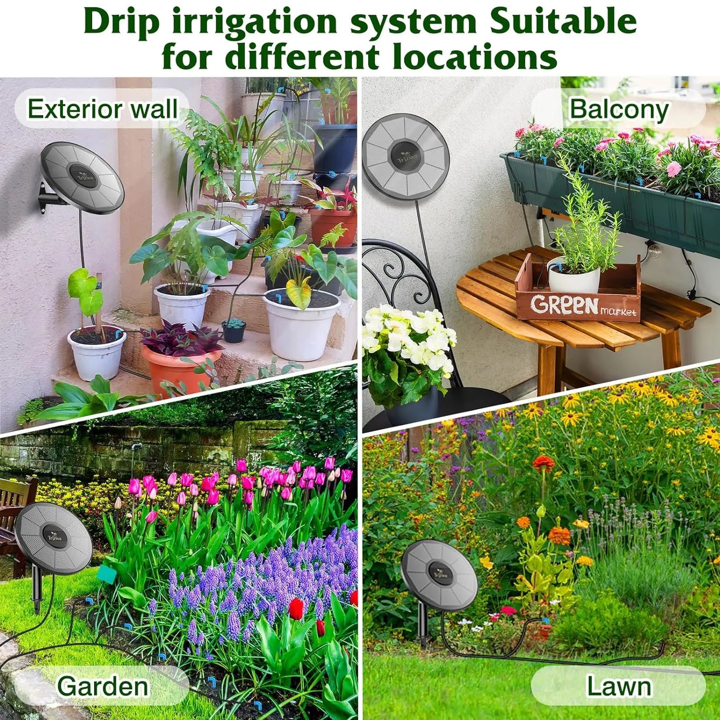 Solar Irrigation System, Latest Garden Plant Drip Irrigation System Kit with Display Screen