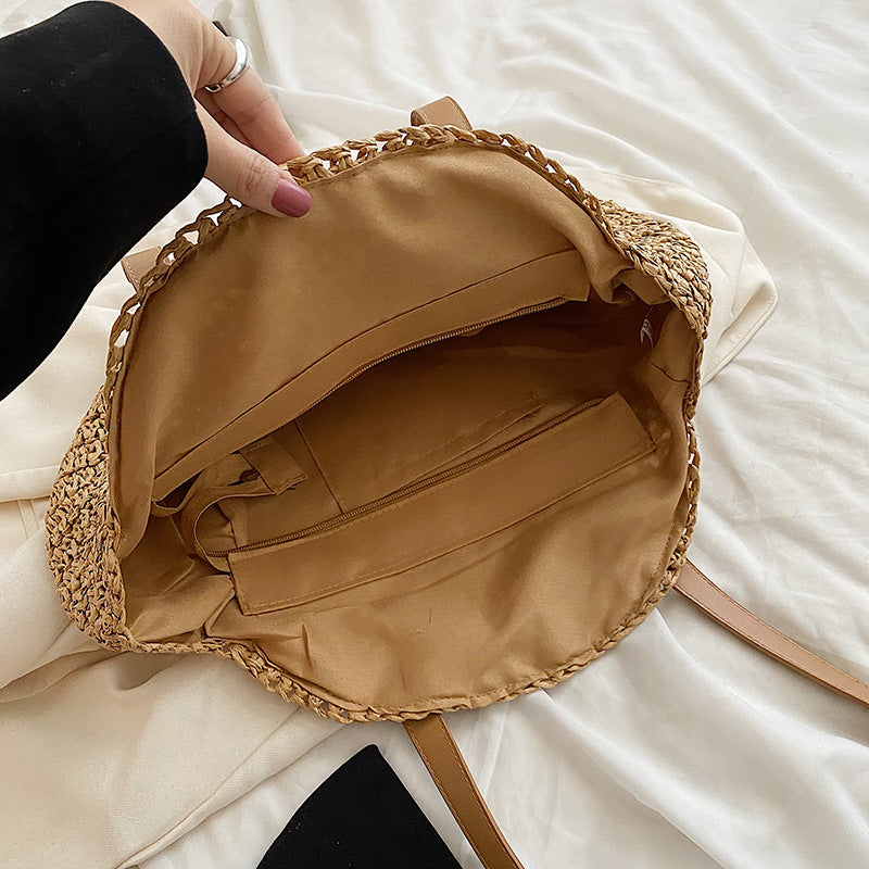 Summer Round Straw Women Woven Shoulder Bag
