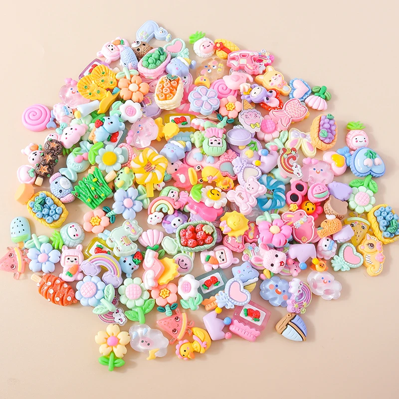 10pcs Mixed Resin Food Flower Animal Nail Art