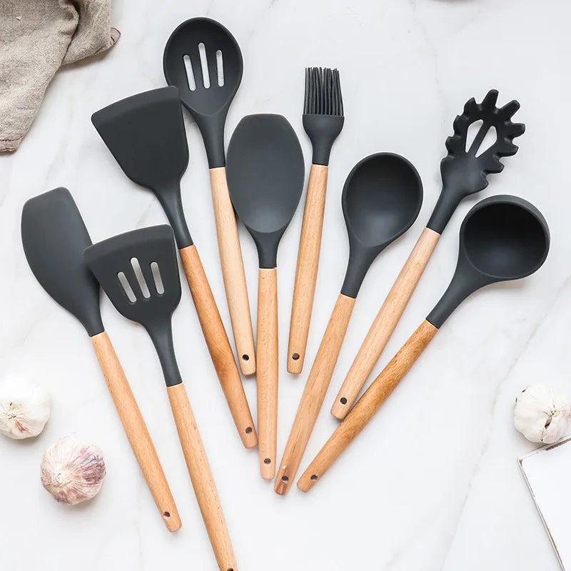 12PCS Silicone Kitchenware Non-Stick Cookware Kitchen Utensils Set Spatula