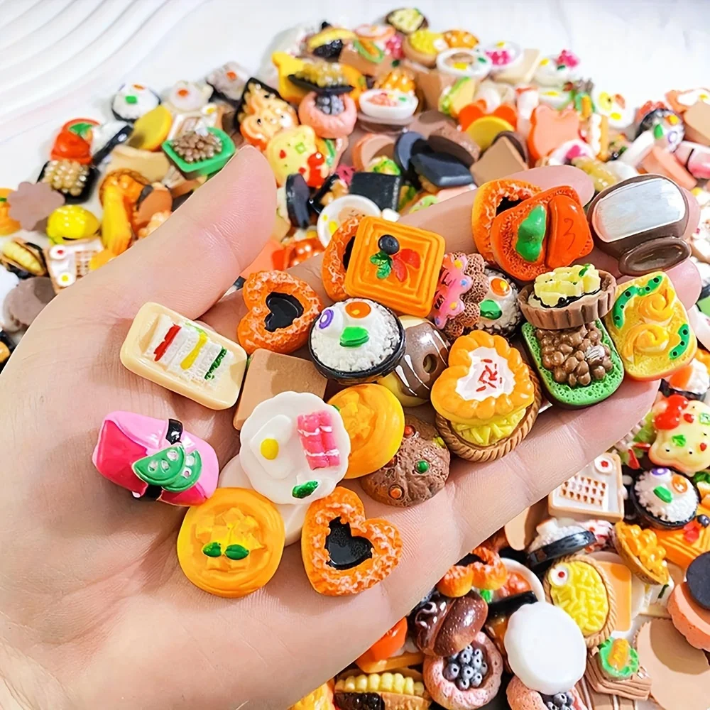 30/60Pcs Mini Food Toys Mixed Style Resin Food Dolls