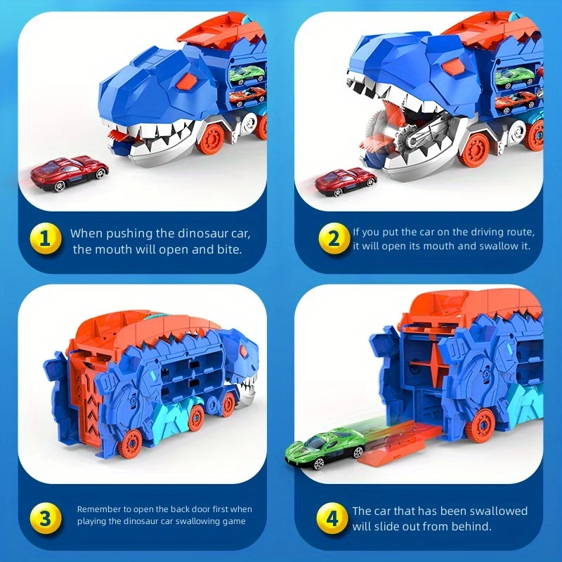 The transport dinosaur truck folds and slides 25 inches