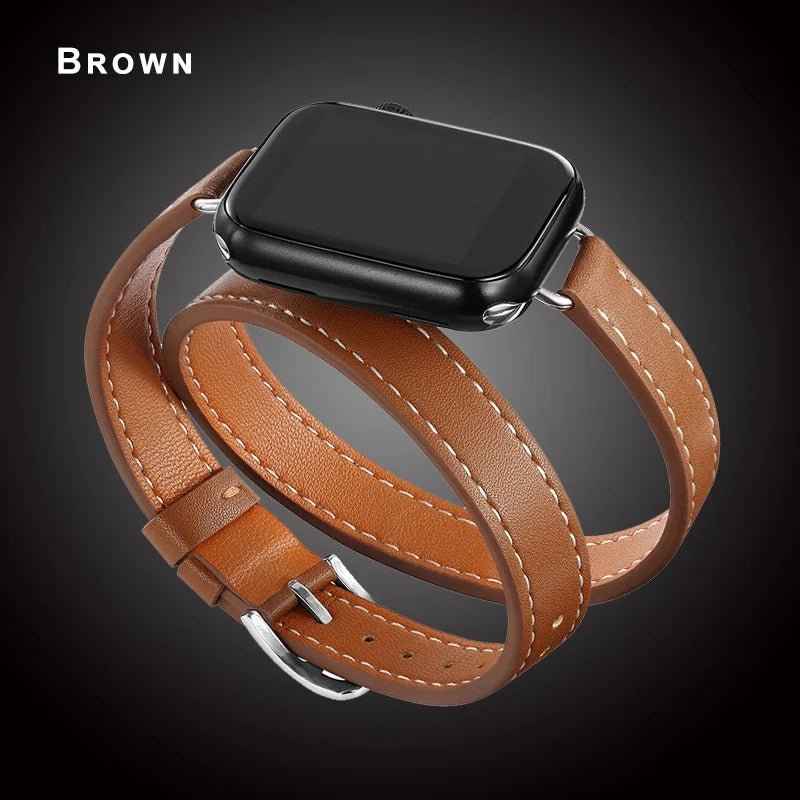 For Apple Watch band 40mm 41mm Double Tour leather Strap