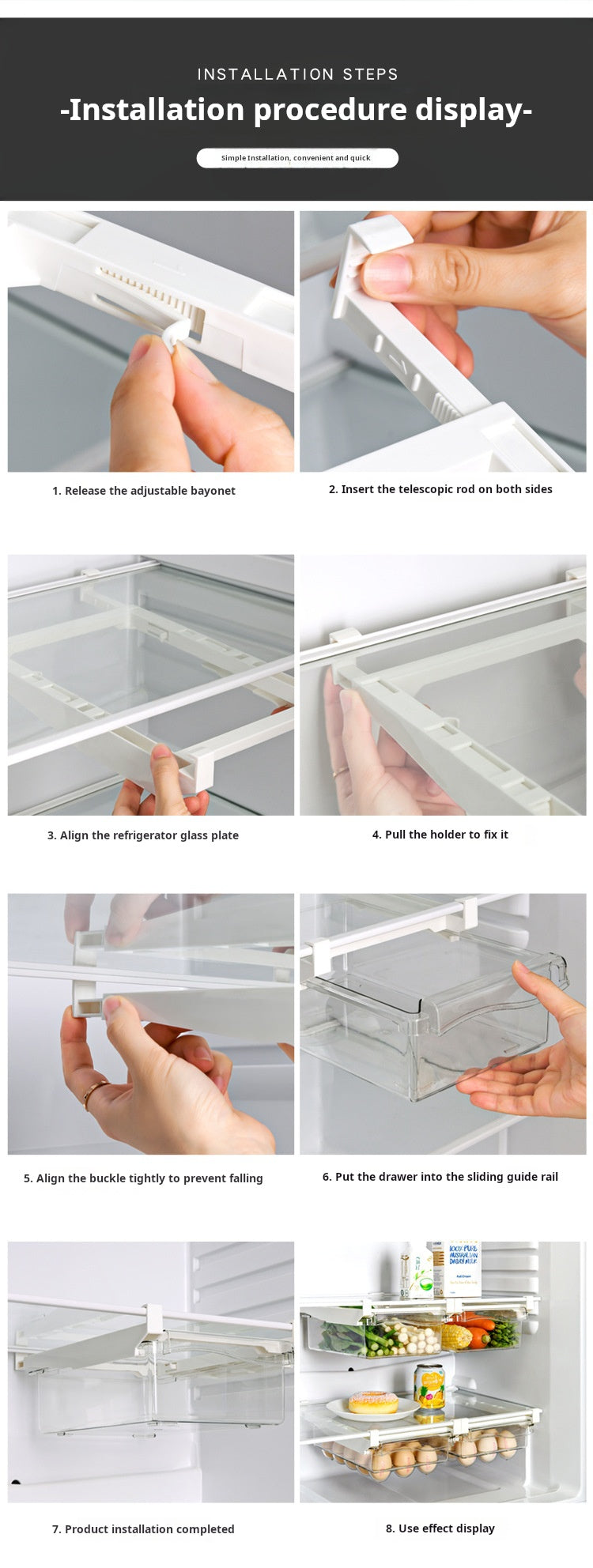 Refrigerator Egg Storage Box Drawer Style Food Fruit Egg Rack