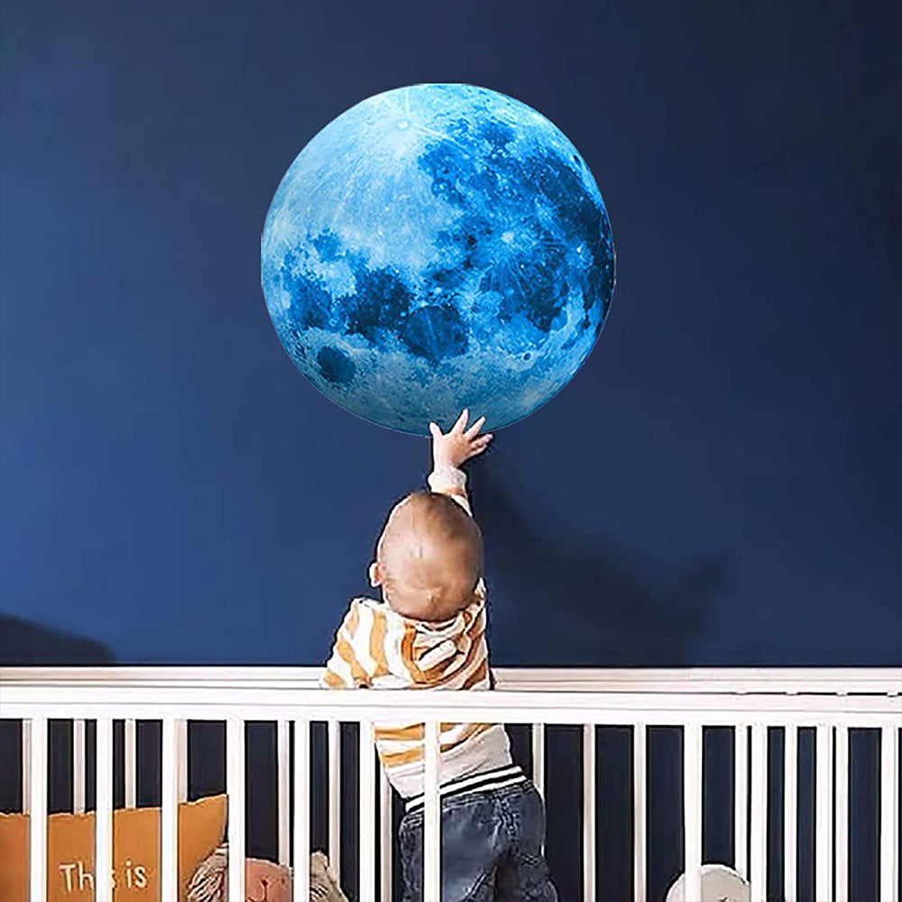 Glow in The Dark Moon Wall Sticker for Kids Baby Room 3D Space Planet Wall