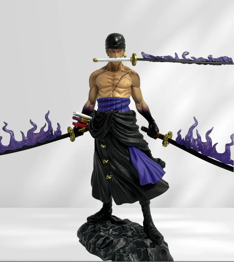 40cm One Piece Swordsman Nine Knives Flow Solon Activity Doll Statue Anime Small Statue PVC Model Doll