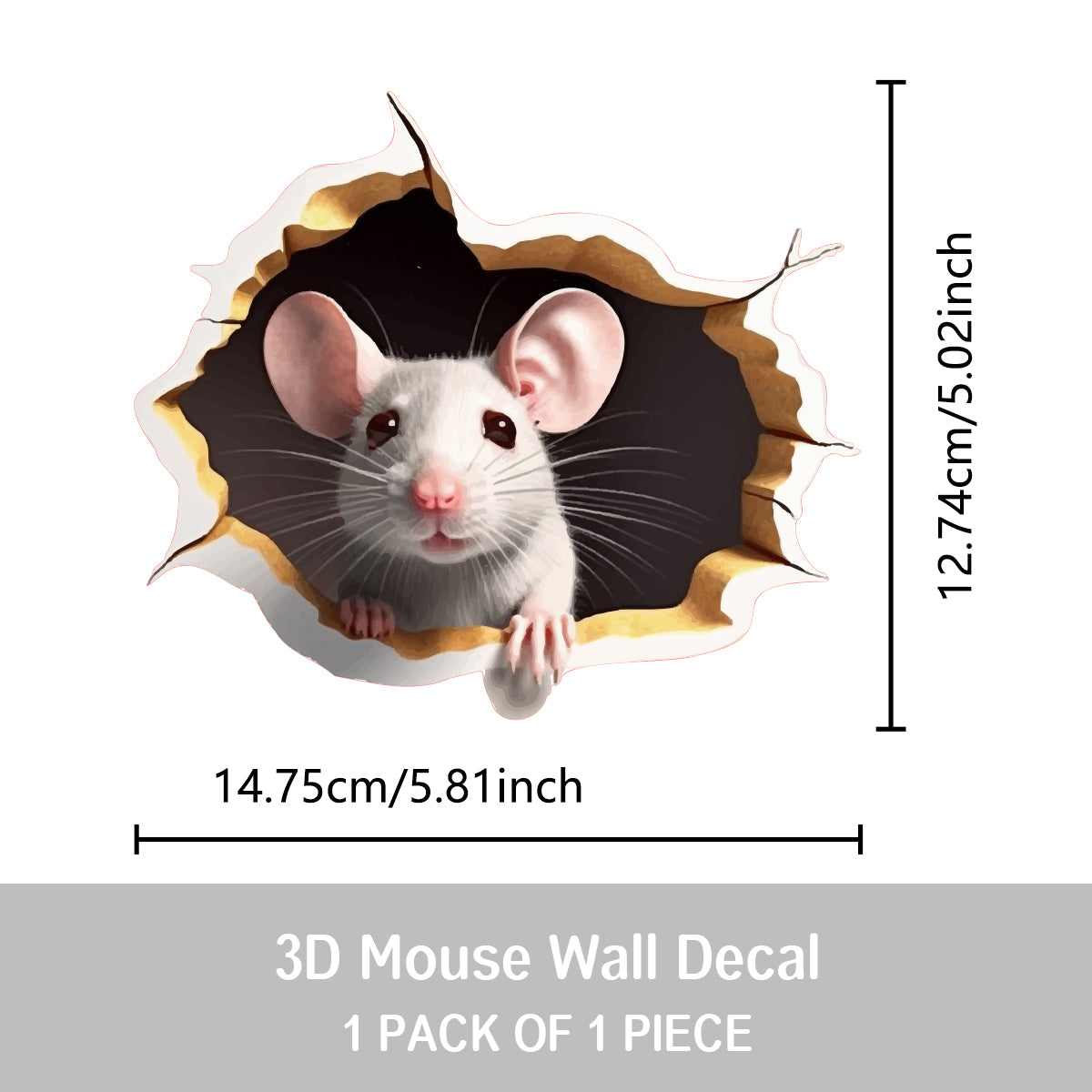 1PC 3D effect personalized mouse hole sticker reading