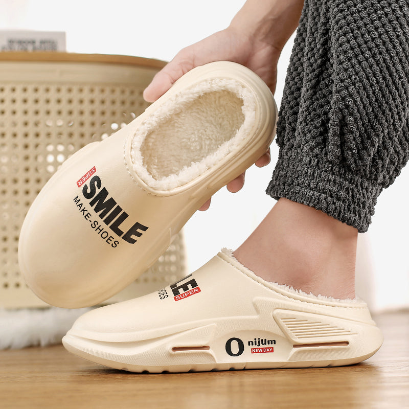 New Winter Men Warm Slippers Cotton Slippers Outdoor