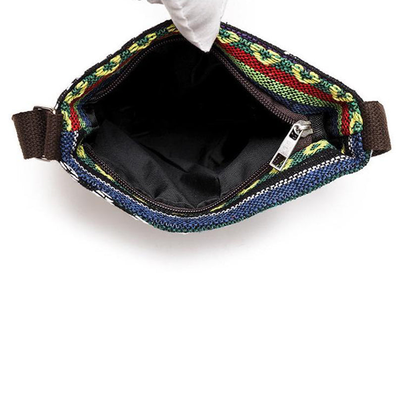 Women Small Canvas Embroidered Phone Shoulder Bag