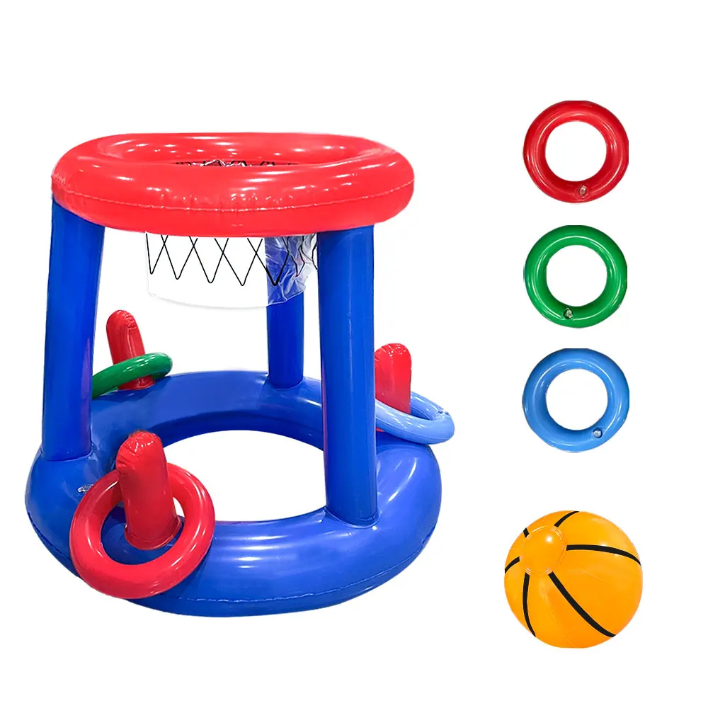 1pc Blue Inflatable Basketball Rack With Rings