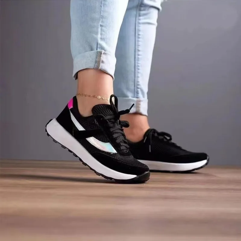 Women Sneakers Platform Shoes Leather Patchwork