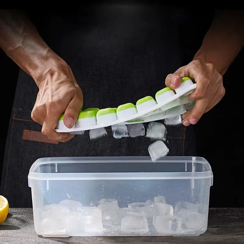 Ice Cube Tray Mold with Lid Silicone Square