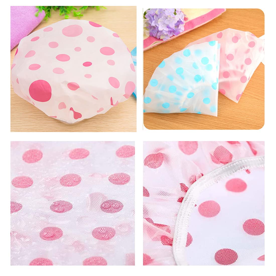 3Pcs Women Shower Cap Waterproof Wide Elastic Band