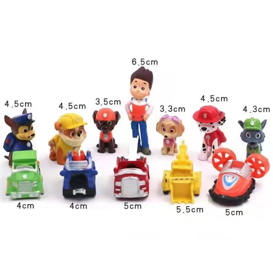 12Pcs Paw Patrol Figures Pawed Canina Anime cartoon