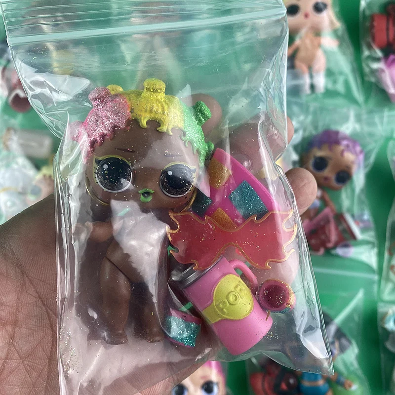 5pc/set= 1 doll+1 clothes +1 shoes+1 bottle +1 glasses for Lols Big 8cm Sister Dolls