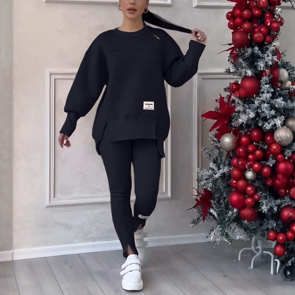 Women Two Piece Set Irregular Sweatshirt