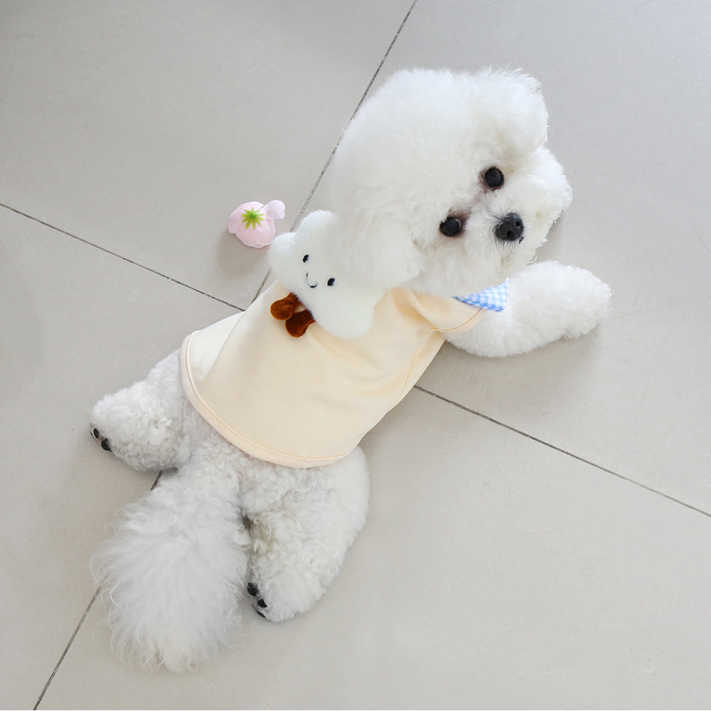 Pet Spring and Autumn Clothing Checkered Collar Polo Shirt Cute