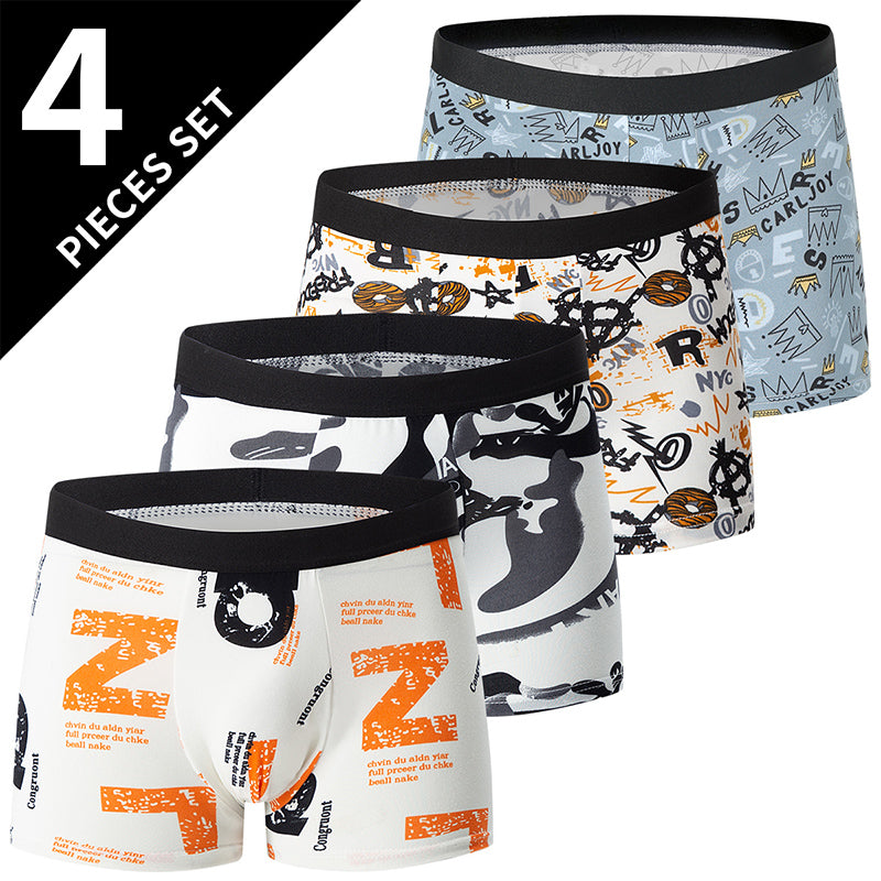 4 Pack European and American Size MEN'S Printed Fashion Boyshort