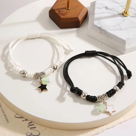2PC Fashion Luminous Beads Star Couple Bracelet